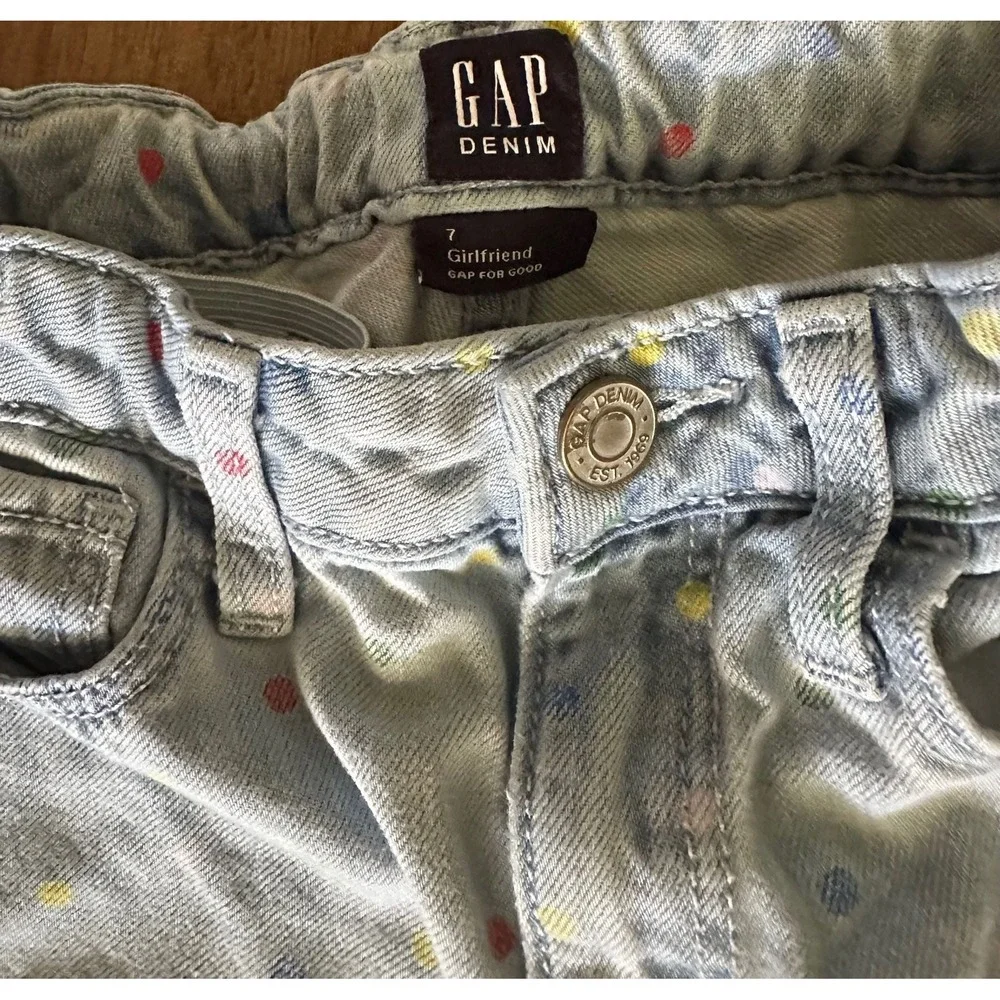 Gap Denim Girls Size 7 Girlfriend Fit Polka Dot Jeans